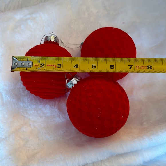 Red Velvet Christmas Ornaments/ Baubles Set 3 - Picture 3 of 3